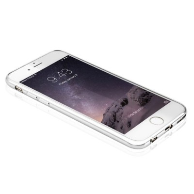 Apple iPhone 6 (6s) „Baseus“ Shining Case TPU silikoninis skaidrus permatomas itin plonas dėklas su sidabriniu rėmeliu / Priedai