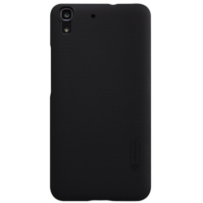 Huawei Y6 Nillkin Frosted Shield juodas plastikinis dėklas + apsauginė ekrano plėvelė / Priedai.lt