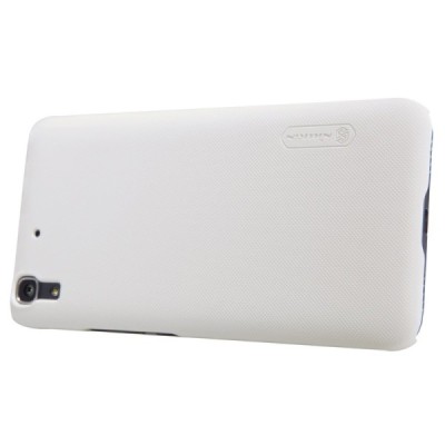 Huawei Y6 Nillkin Frosted Shield baltas plastikinis dėklas + apsauginė ekrano plėvelė / Priedai.lt