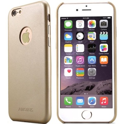 „Amorus“ Slim Leather Apple iPhone 6 (6s) auksinis odinis dėklas - nugarėlė / Priedai.lt