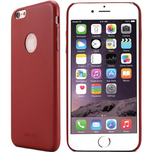 „Amorus“ Slim Leather dėklas - raudonas (iPhone 6 / 6S)