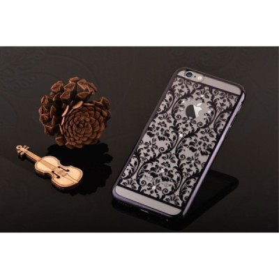Apple iPhone 6 (6s) Devia Crystal Baroque Swarovski plastikinis skaidrus permatomas juodas dėklas / Priedai.lt