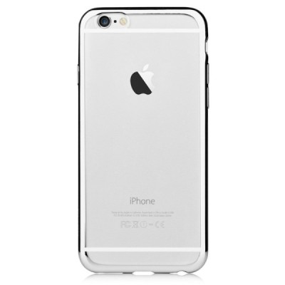 Apple iPhone 6 (6s) „Devia“ Glitter Case TPU silikoninis skaidrus permatomas itin plonas dėklas su sidabriniu rėmeliu ir apsaugi