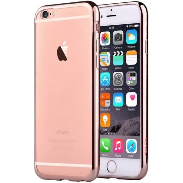 „Devia“ Glitter dėklas - skaidrus, rožinis + apsauginis ekrano stiklas (iPhone 6 / 6S)