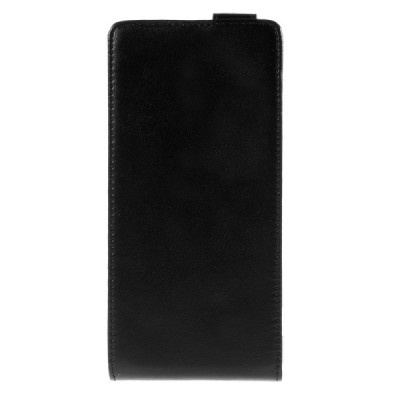 Sony Xperia C5 Ultra klasikinis vertikaliai atverčiamas juodas odinis dėklas / Priedai.lt