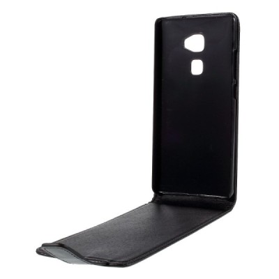 Huawei Mate S klasikinis vertikaliai atverčiamas juodas odinis dėklas / Priedai.lt