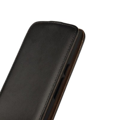 Motorola Moto X Play klasikinis vertikaliai atverčiamas juodas odinis dėklas / Priedai.lt