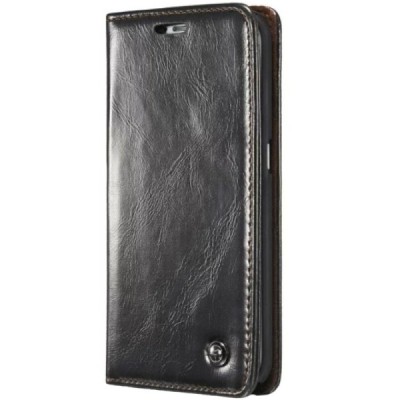 Samsung Galaxy S6 Edge (G925) „CaseMe“ solidus atverčiamas juodas odinis dėklas - knygutė / Priedai.lt