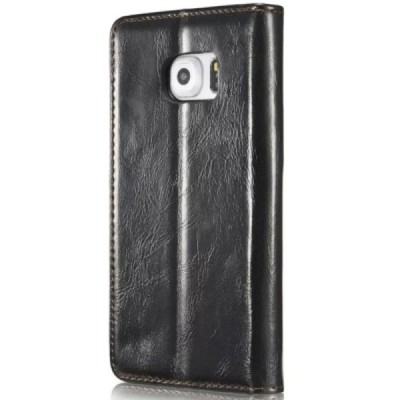 Samsung Galaxy S6 Edge (G925) „CaseMe“ solidus atverčiamas juodas odinis dėklas - knygutė / Priedai.lt