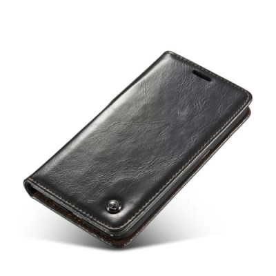 Samsung Galaxy S6 Edge (G925) „CaseMe“ solidus atverčiamas juodas odinis dėklas - knygutė / Priedai.lt