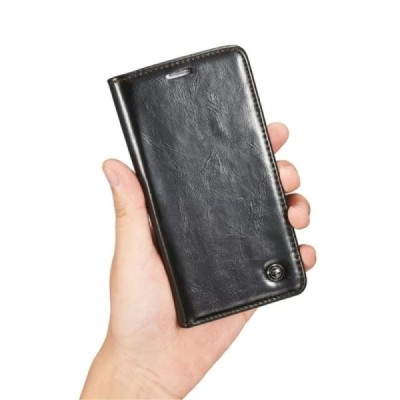 Samsung Galaxy S6 Edge (G925) „CaseMe“ solidus atverčiamas juodas odinis dėklas - knygutė / Priedai.lt