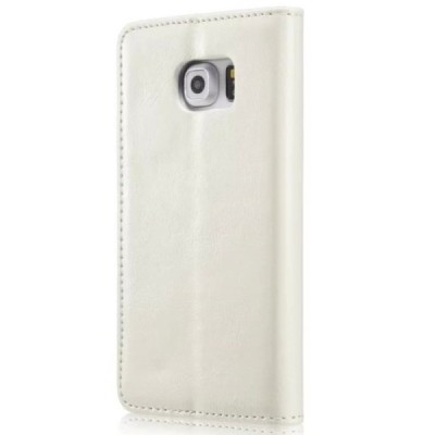 Samsung Galaxy S6 Edge (G925) „CaseMe“ solidus atverčiamas baltas odinis dėklas - knygutė / Priedai.lt