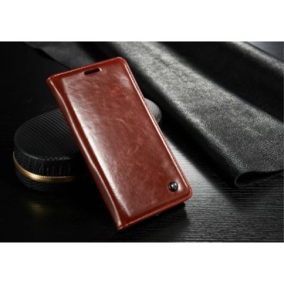 Samsung Galaxy S6 Edge+ Plus (G928) „CaseMe“ solidus atverčiamas raudonas odinis dėklas - knygutė / Priedai.lt