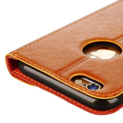 Apple iPhone 6 (6s) „Baseus“ Collocation solidus atverčiamas odinis raštuotas dėklas - knygutė (piniginė) - baltas, auksinis / P