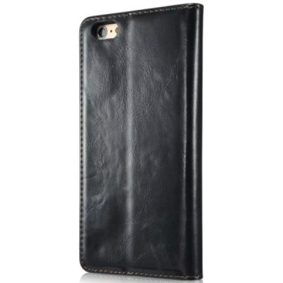 Apple iPhone 6 Plus / 6s Plus „CaseMe“ solidus atverčiamas juodas odinis dėklas - knygutė / Priedai.lt