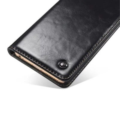Apple iPhone 6 Plus / 6s Plus „CaseMe“ solidus atverčiamas juodas odinis dėklas - knygutė / Priedai.lt