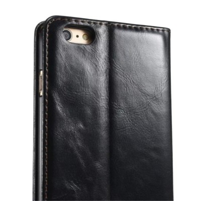 Apple iPhone 6 Plus / 6s Plus „CaseMe“ solidus atverčiamas juodas odinis dėklas - knygutė / Priedai.lt