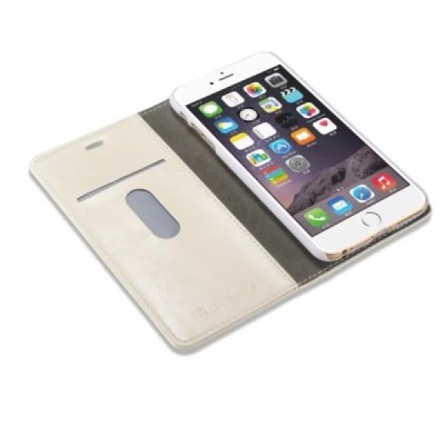Apple iPhone 6 Plus / 6s Plus „CaseMe“ solidus atverčiamas baltas odinis dėklas - knygutė / Priedai.lt