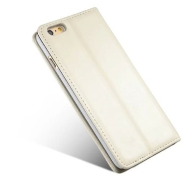 Apple iPhone 6 Plus / 6s Plus „CaseMe“ solidus atverčiamas baltas odinis dėklas - knygutė / Priedai.lt