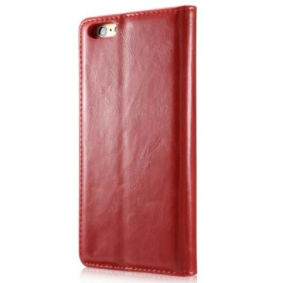 Apple iPhone 6 Plus / 6s Plus „CaseMe“ solidus atverčiamas raudonas odinis dėklas - knygutė / Priedai.lt