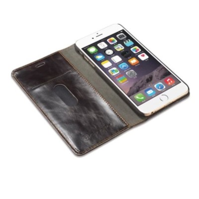 Apple iPhone 6 Plus / 6s Plus „CaseMe“ solidus atverčiamas rudas odinis dėklas - knygutė / Priedai.lt