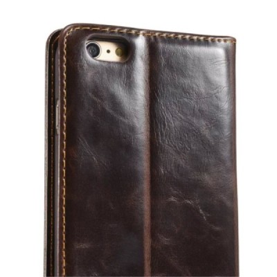 Apple iPhone 6 Plus / 6s Plus „CaseMe“ solidus atverčiamas rudas odinis dėklas - knygutė / Priedai.lt