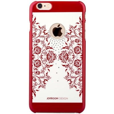 Apple iPhone 6 (6s) JOYROOM Flower plastikinis baltas (raudonais apvadais) dėklas su kristalais / Priedai.lt