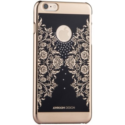 Apple iPhone 6s Plus JOYROOM Flower plastikinis juodas (auksiniais apvadais) dėklas su kristalais / Priedai.lt