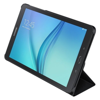 Originalus Samsung Galaxy Tab E 9.6 (T560) Book Cover atverčiamas juodas odinis dėklas / Priedai.lt