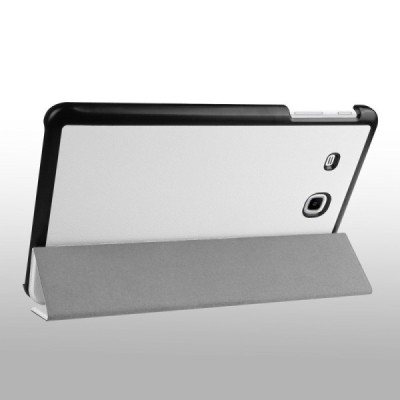 Samsung Galaxy Tab E 9,6 (T560) atverčiamas baltas odinis dėklas - knygutė (sulankstomas) / Priedai.lt