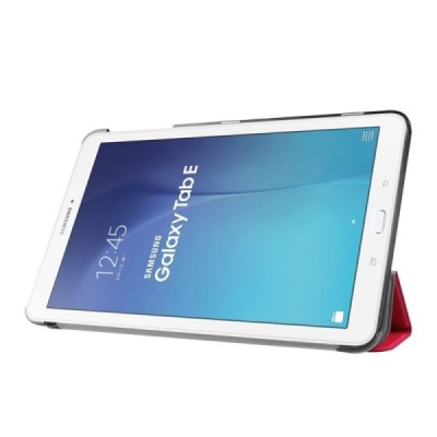 Samsung Galaxy Tab E 9,6 (T560) atverčiamas raudonas odinis dėklas - knygutė (sulankstomas) / Priedai.lt
