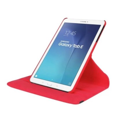 Samsung Galaxy Tab E 9.6 (T560) atverčiamas, sukamas 360 laipsnių, raudonas odinis dėklas - stovas / Priedai.lt