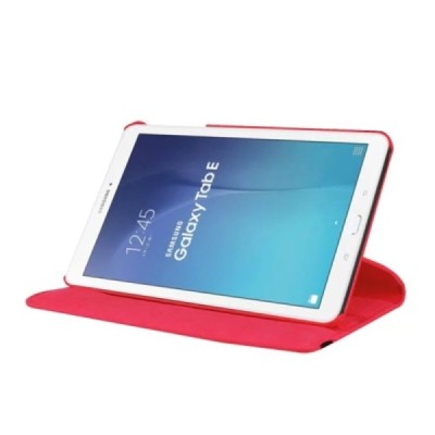 Samsung Galaxy Tab E 9.6 (T560) atverčiamas, sukamas 360 laipsnių, raudonas odinis dėklas - stovas / Priedai.lt