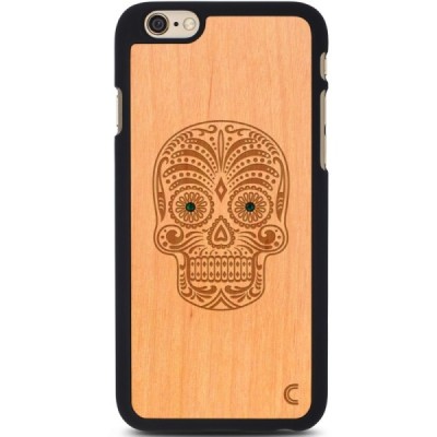 Apple iPhone 6 (6s) „Crafted Cover“ Kaukolė su kristalais natūralaus medžio dėklas (šviesus medis) / Priedai.lt