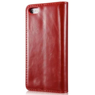 Apple iPhone SE (5, 5s) „CaseMe“ solidus atverčiamas raudonas odinis dėklas - knygutė / Priedai.lt