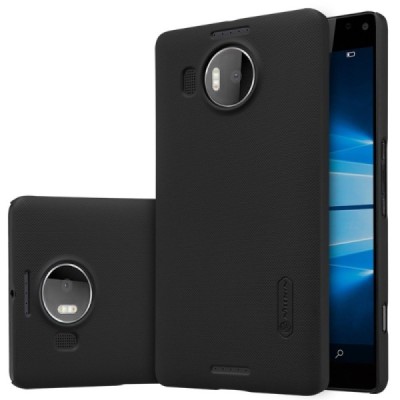 Microsoft Lumia 950 XL Nillkin Frosted Shield juodas plastikinis dėklas + apsauginė ekrano plėvelė / Priedai.lt