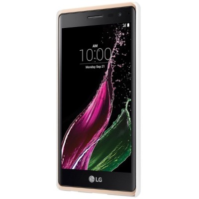 LG Zero (H650E) Nillkin Frosted Shield baltas plastikinis dėklas + apsauginė ekrano plėvelė / Priedai.lt