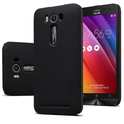 Asus Zenfone 2 Laser 5.0 (ZE500KL, ZE500KG) Nillkin Frosted Shield juodas plastikinis dėklas + apsauginė ekrano plėvelė / Prieda