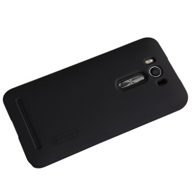 Asus Zenfone 2 Laser 5.0 (ZE500KL, ZE500KG) Nillkin Frosted Shield juodas plastikinis dėklas + apsauginė ekrano plėvelė / Prieda