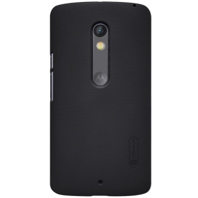 Motorola Moto X Play Nillkin Frosted Shield juodas plastikinis dėklas + apsauginė ekrano plėvelė / Priedai.lt