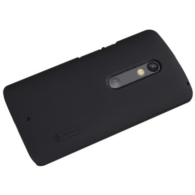Motorola Moto X Play Nillkin Frosted Shield juodas plastikinis dėklas + apsauginė ekrano plėvelė / Priedai.lt