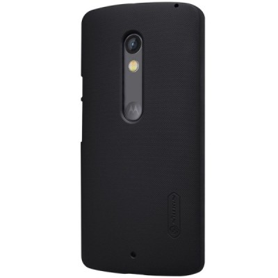 Motorola Moto X Play Nillkin Frosted Shield juodas plastikinis dėklas + apsauginė ekrano plėvelė / Priedai.lt