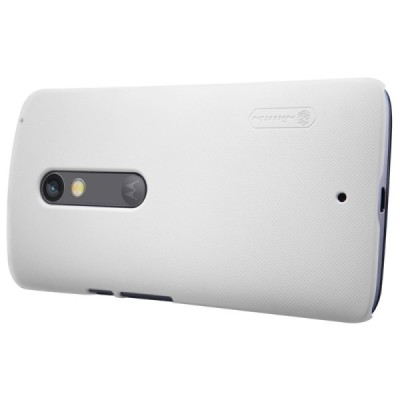 Motorola Moto X Play Nillkin Frosted Shield baltas plastikinis dėklas + apsauginė ekrano plėvelė / Priedai.lt