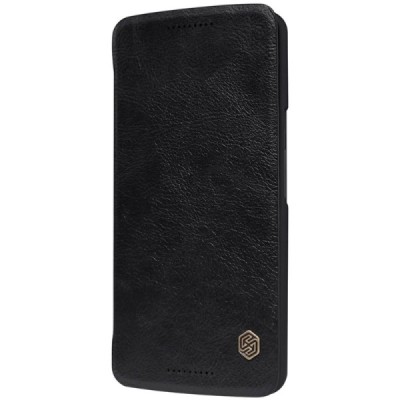 Prabangus „Nillkin“ Qin serijos juodas odinis atverčiamas Motorola Moto X Play dėklas / Priedai.lt