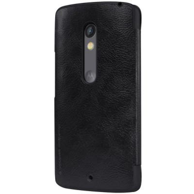 Prabangus „Nillkin“ Qin serijos juodas odinis atverčiamas Motorola Moto X Play dėklas / Priedai.lt
