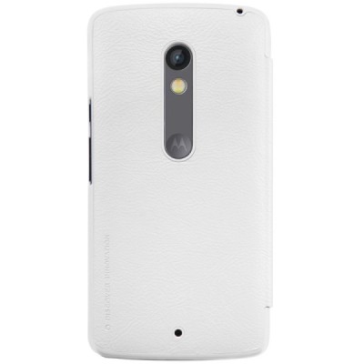 Prabangus „Nillkin“ Qin serijos baltas odinis atverčiamas Motorola Moto X Play dėklas / Priedai.lt