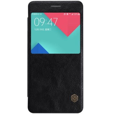 Prabangus „Nillkin“ Qin serijos juodas odinis atverčiamas Samsung Galaxy A7 (2016) A710 dėklas - knygutė / Priedai.lt