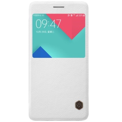 Prabangus „Nillkin“ Qin serijos baltas odinis atverčiamas Samsung Galaxy A7 (2016) A710 dėklas - knygutė / Priedai.lt