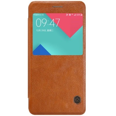 Prabangus „Nillkin“ Qin serijos rudas odinis atverčiamas Samsung Galaxy A7 (2016) A710 dėklas - knygutė / Priedai.lt