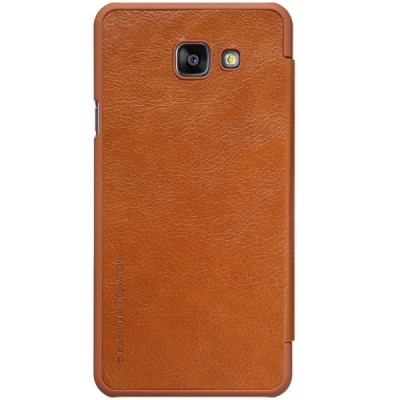 Prabangus „Nillkin“ Qin serijos rudas odinis atverčiamas Samsung Galaxy A7 (2016) A710 dėklas - knygutė / Priedai.lt